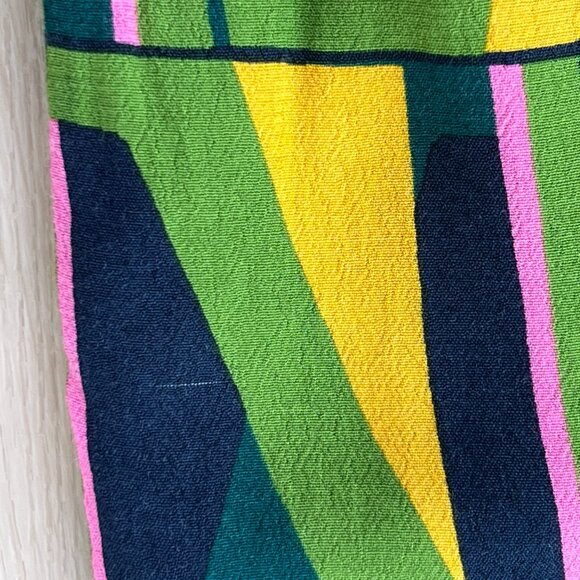 Zara Geometric Green Yellow Pink Print Palazzo Pants w/ Pockets M 60's Aesthetic - Picture 6 of 15